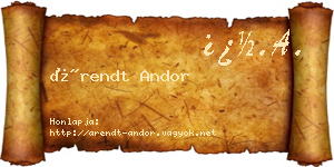 Árendt Andor névjegykártya