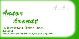 andor arendt business card